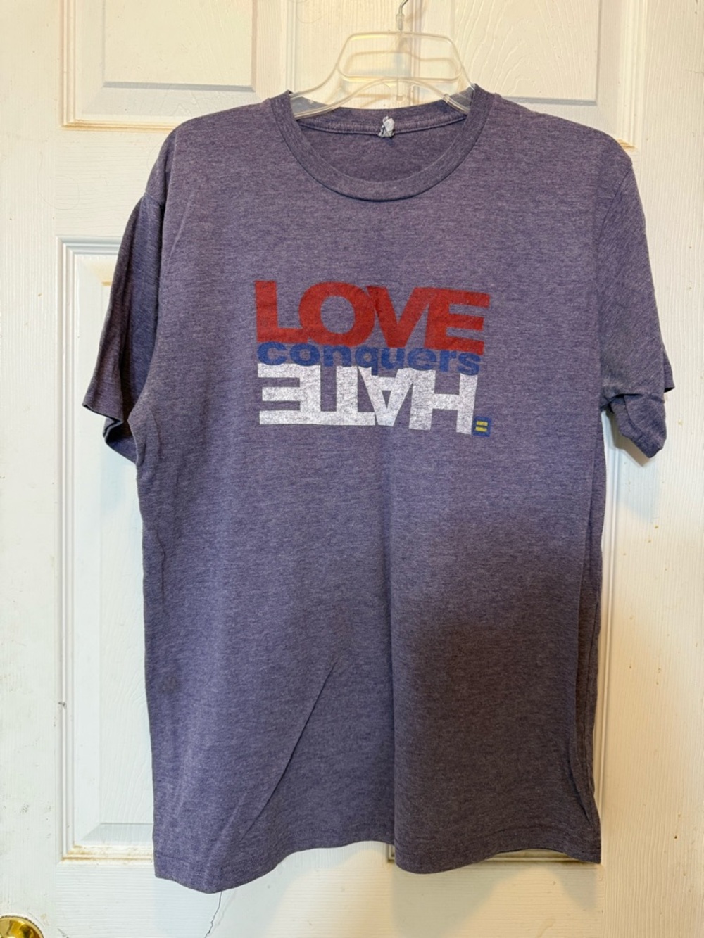 Gildan Purple Heather "LOVE conquers HATE" Graphic Tee